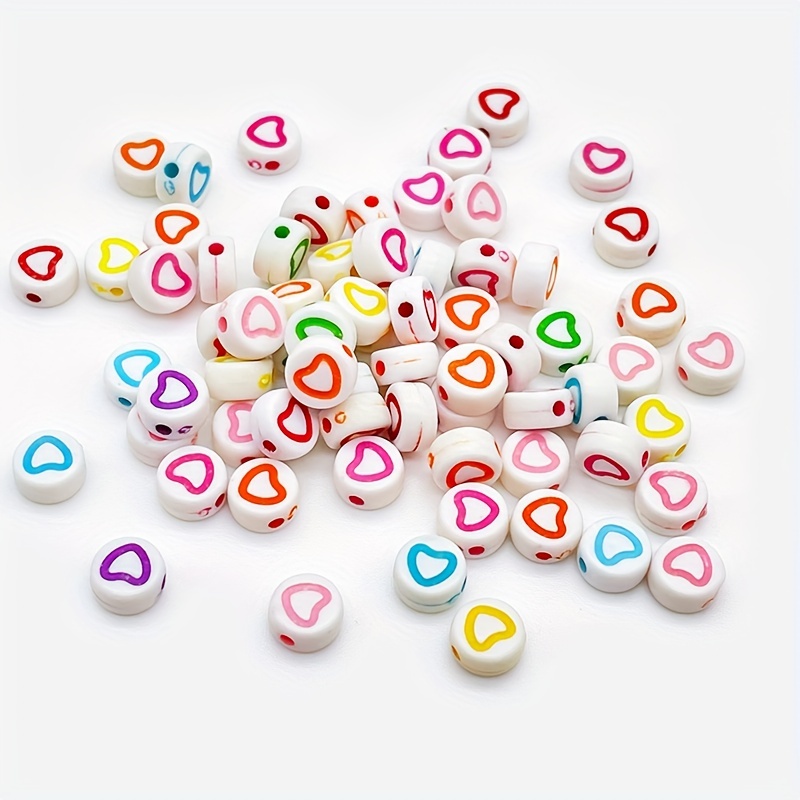 About White Base Colorful Heart Shape Pattern Acrylic Flat - Temu