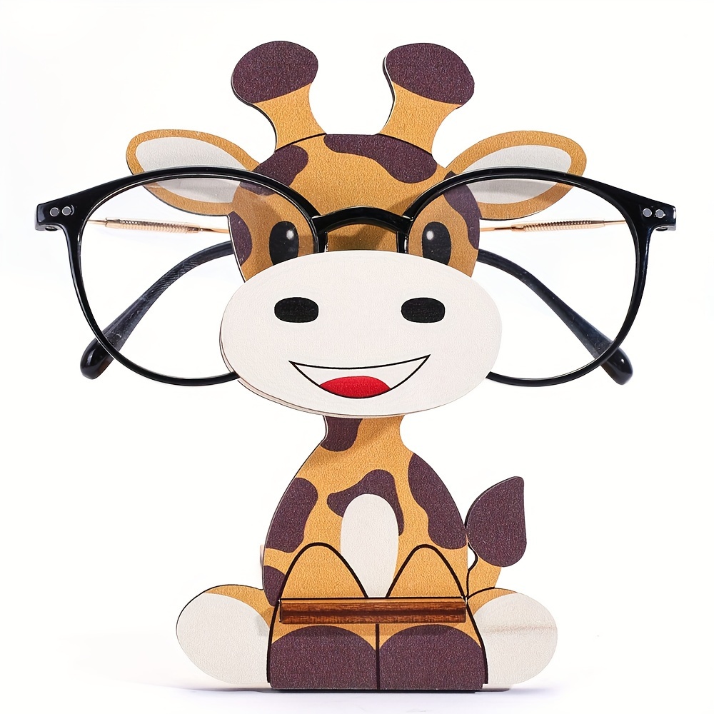 

1pc Wooden Giraffe Eyeglass Holder - Cute Animal Glasses Display Stand, Creative Wooden Printing Glasses Organizer For Home Office Desk, Ideal Christmas Birthday Gift