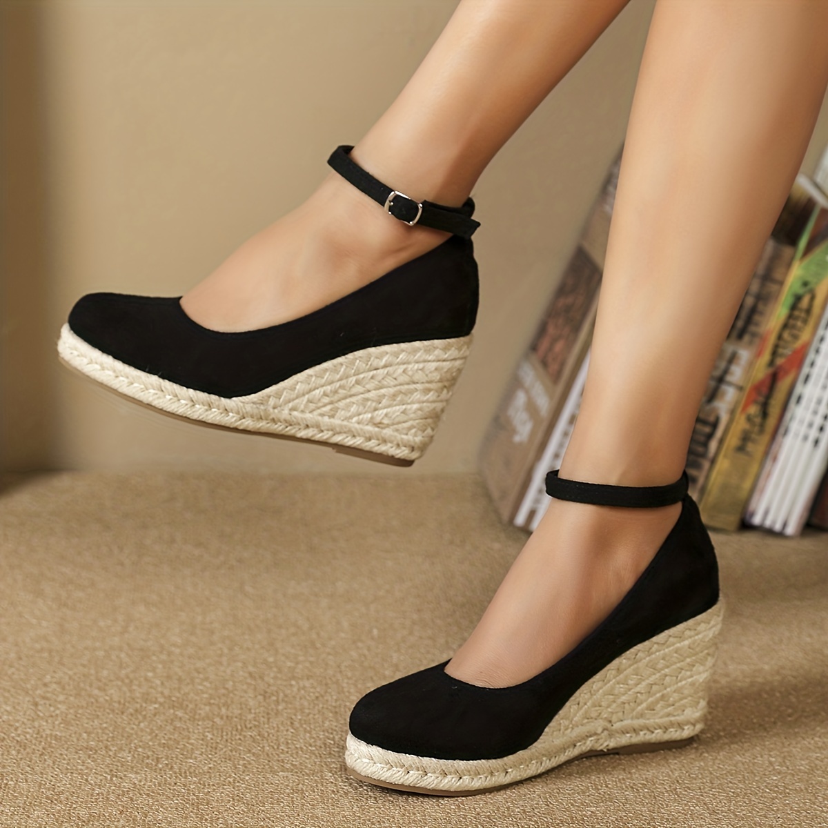 Women's Wedge Espadrille Sandals Crossover Strap Ankle - Temu