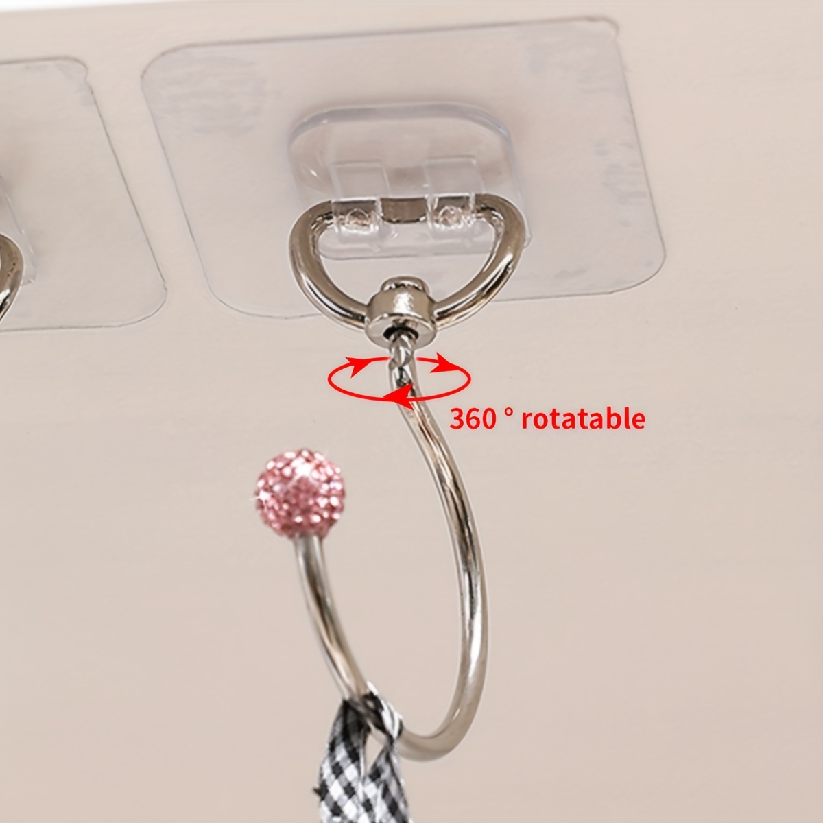 5pcs Self Adhesive Wall Mounted Hook Rotatable Clear Hook No