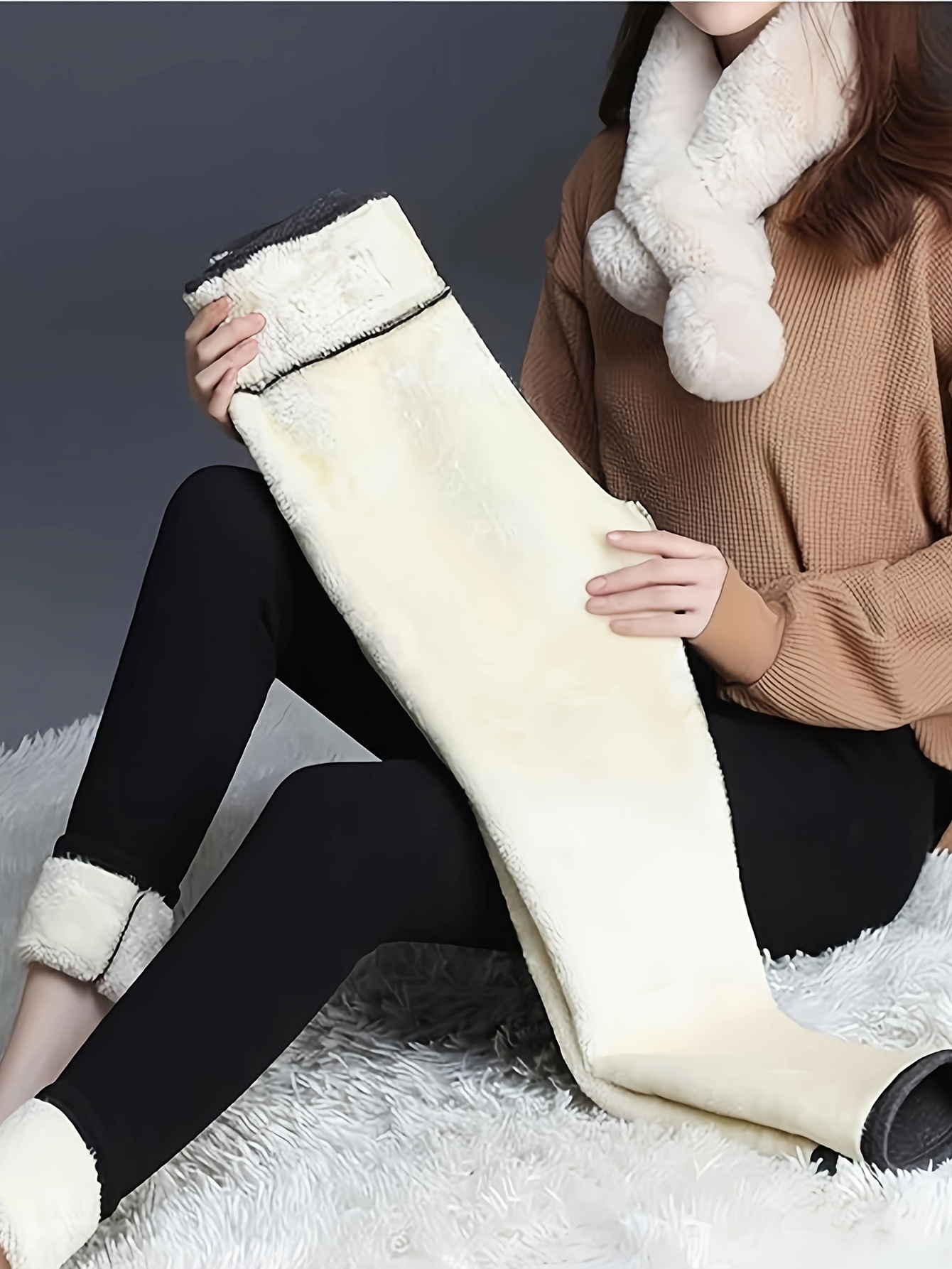 Super Thick Cashmere Leggings For Women Winter Fleece Lined