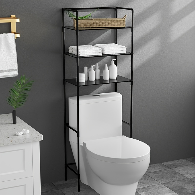 White Bathroom Space Saver with 3 Fixed Shelves, Mainstays Over The Toilet Storage