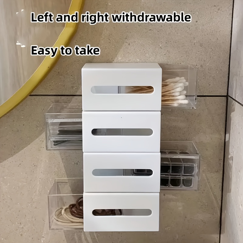 Wall Mounted Self Adhesive Storage Box Rack Shelf Bathroom Kitchen Organizer