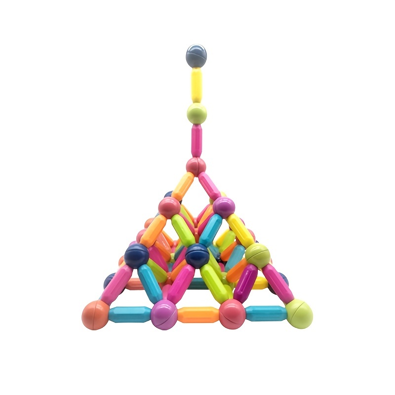  RITONS Juego de 64 bolas magnéticas y varillas de construcción,  bloques de bloques de colores vibrantes, diferentes tamaños, formas curvas,  juguetes educativos apilables para niños a partir de 3 años 
