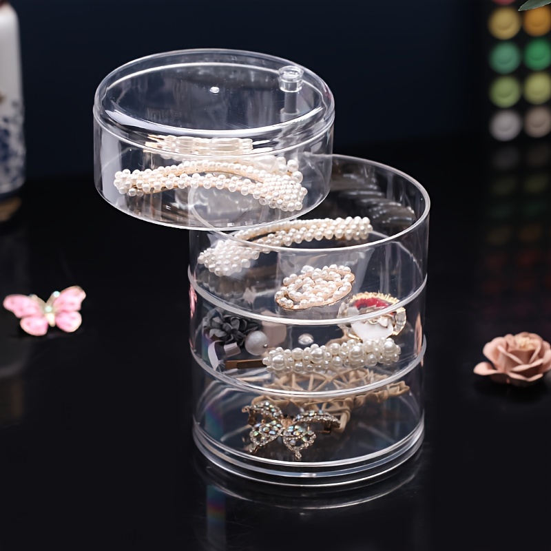 1pc Plastic Jewelry Storage Organizer With 4/5-Layer Rotating Drawer,  Jewelry Display Box For Women, Decorative Jewelry Tray With Lid For Rings,  Earri