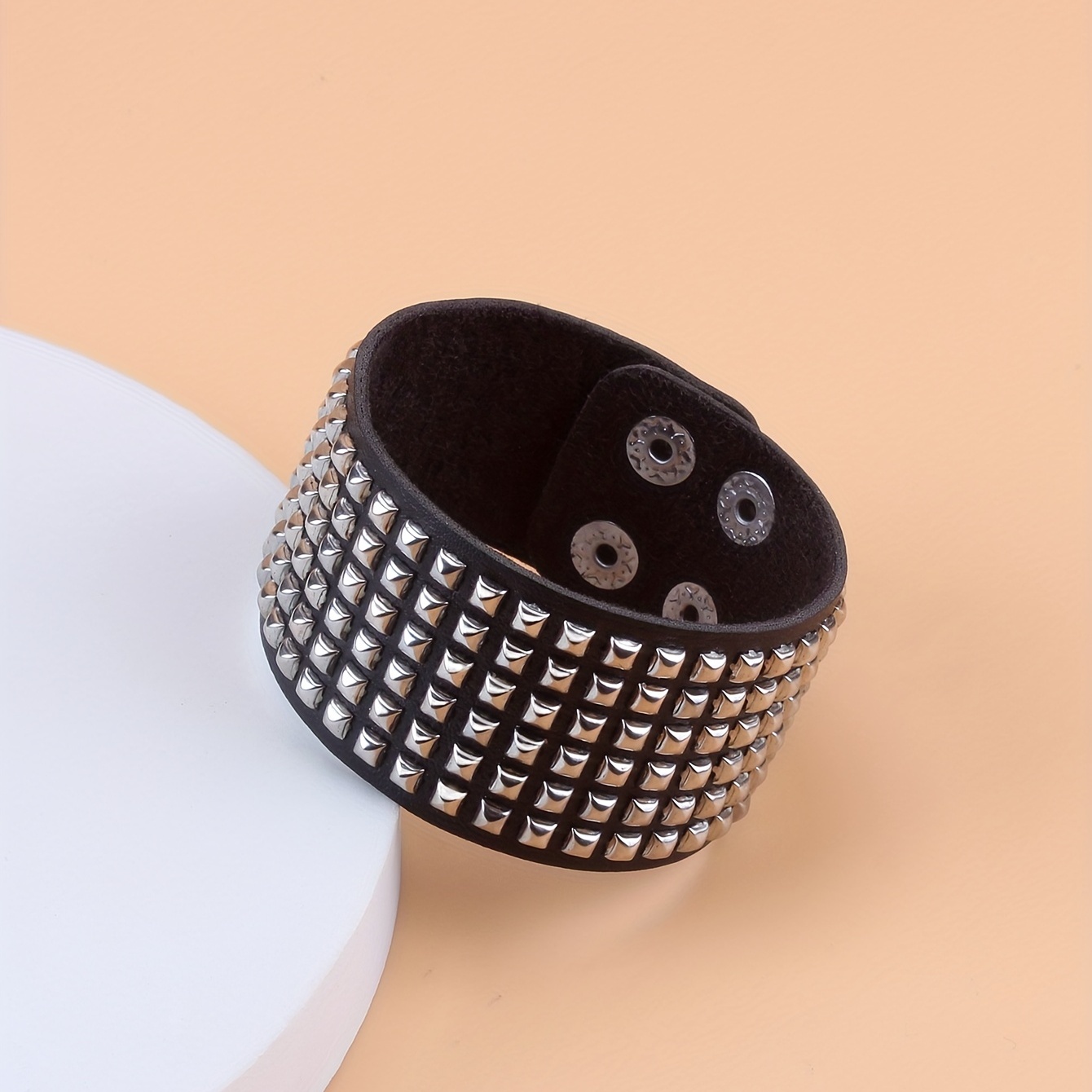 Fashionable Row Small Square PU Leather Bracelet
