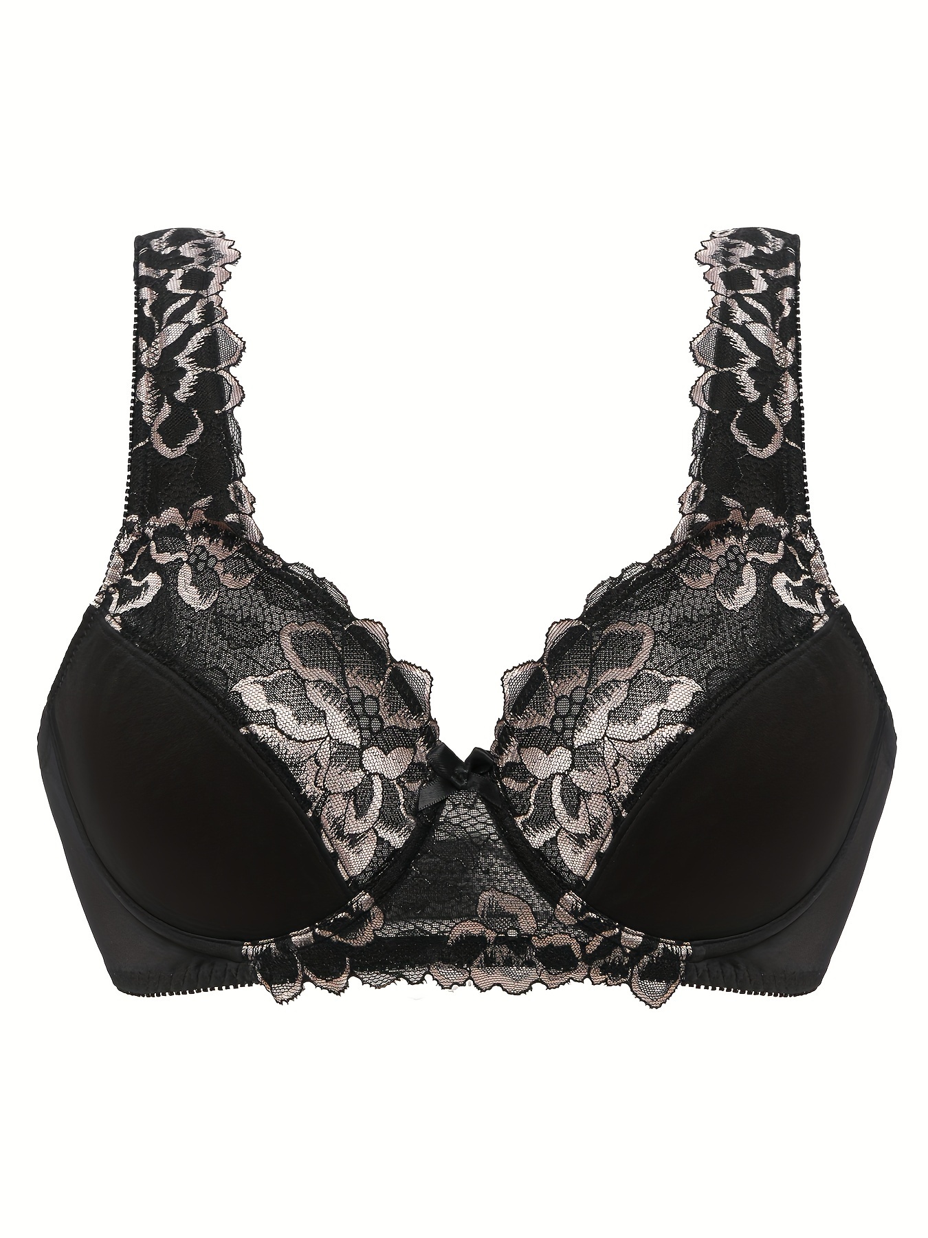 Plus Size Sexy Bra Set Women's Plus Floral Embroidered D Cup - Temu