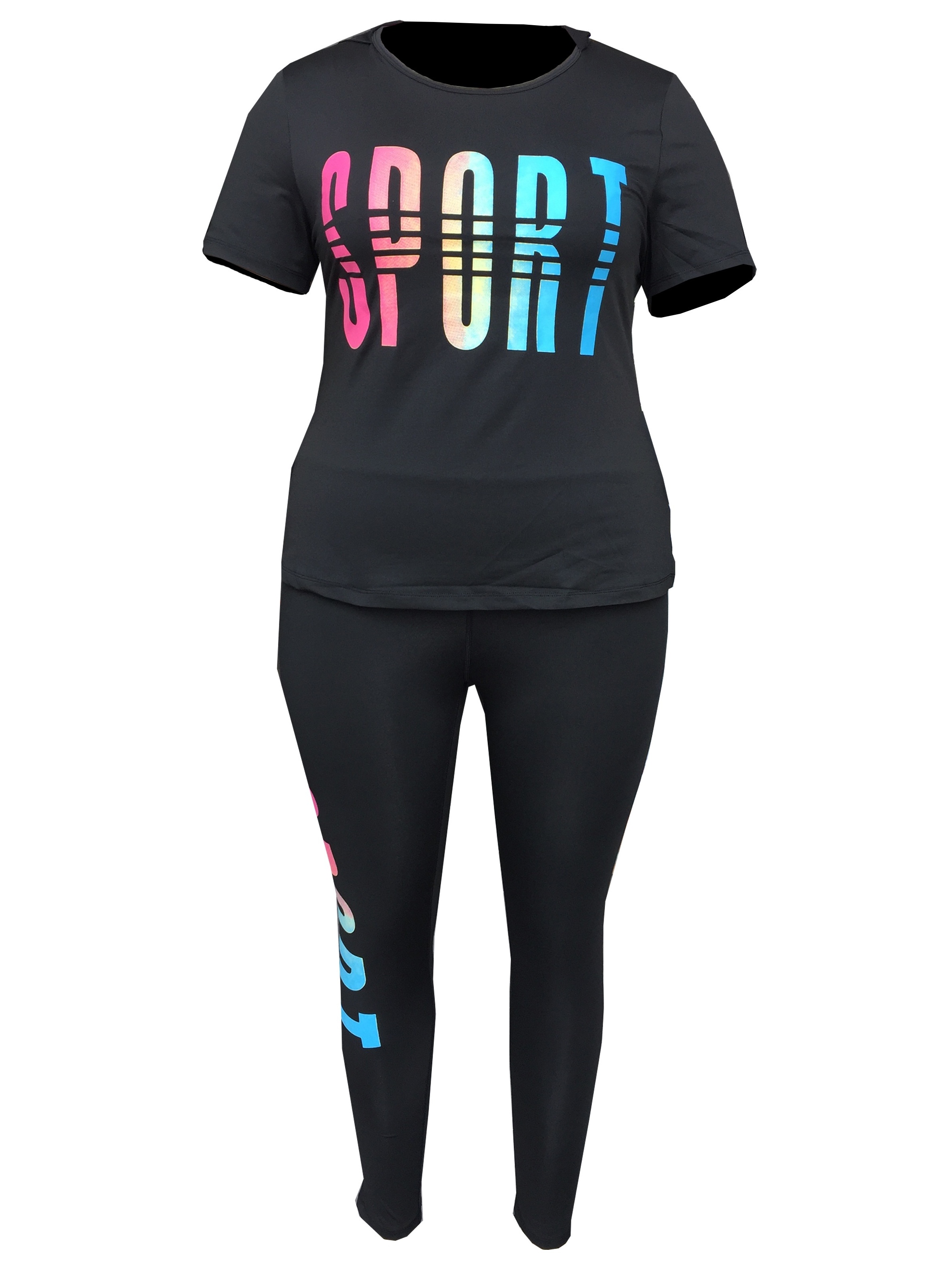 Plus Size Sporty Outfits Set Women's Plus Letter Graphic - Temu Canada