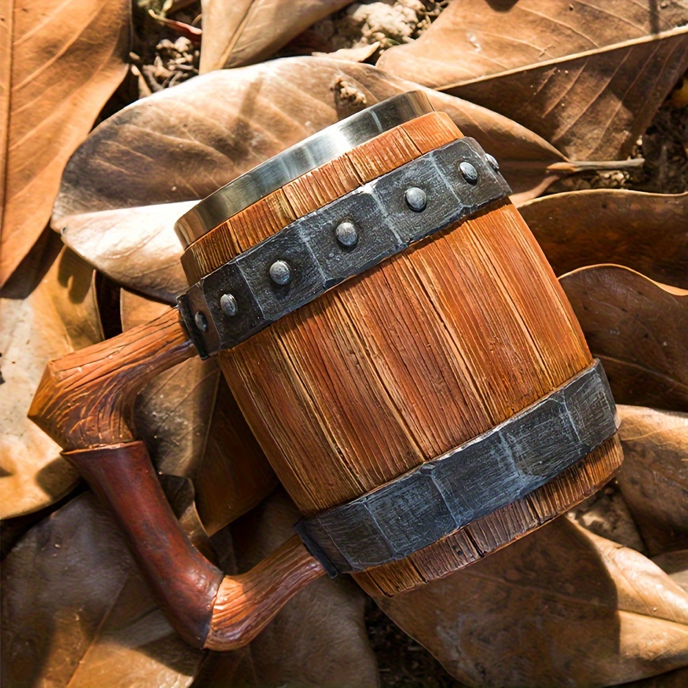 Oak Barrel Mug with Stainless Steel Interior - 16 oz