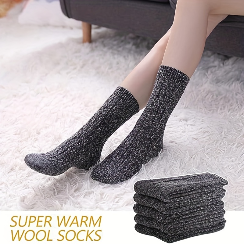 5 Pairs Winter Socks, Warm Thick Soft Mid-calf Socks