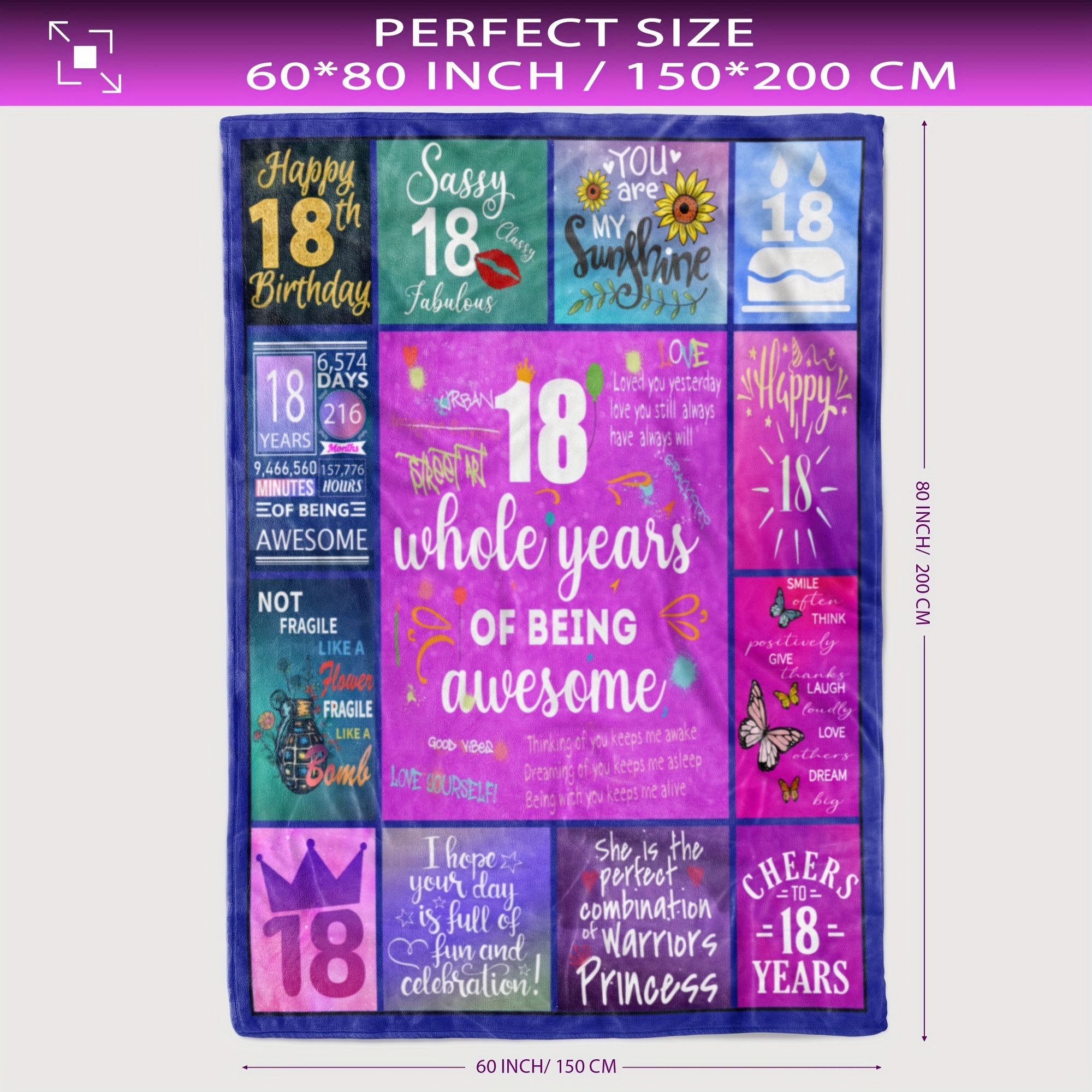 18th Birthday Gifts for Girls Happy 18th Birthday Decorations for 18 Year  Old Girl Birthday Gift Ideas for Daughter Sister Bestie Soft Throw Blanket
