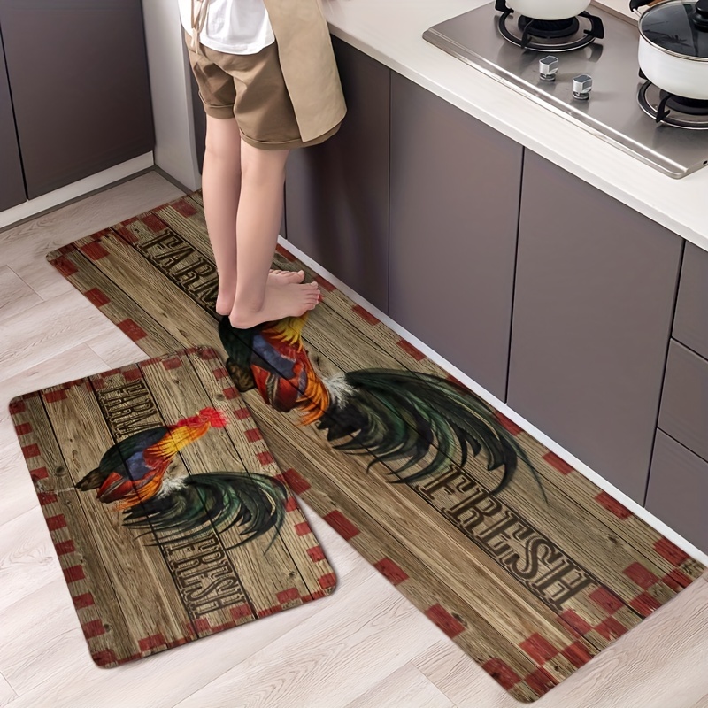 J&V Textiles 18 in. x 30 in. Vintage Rooster Kitchen Cushion Floor Mat