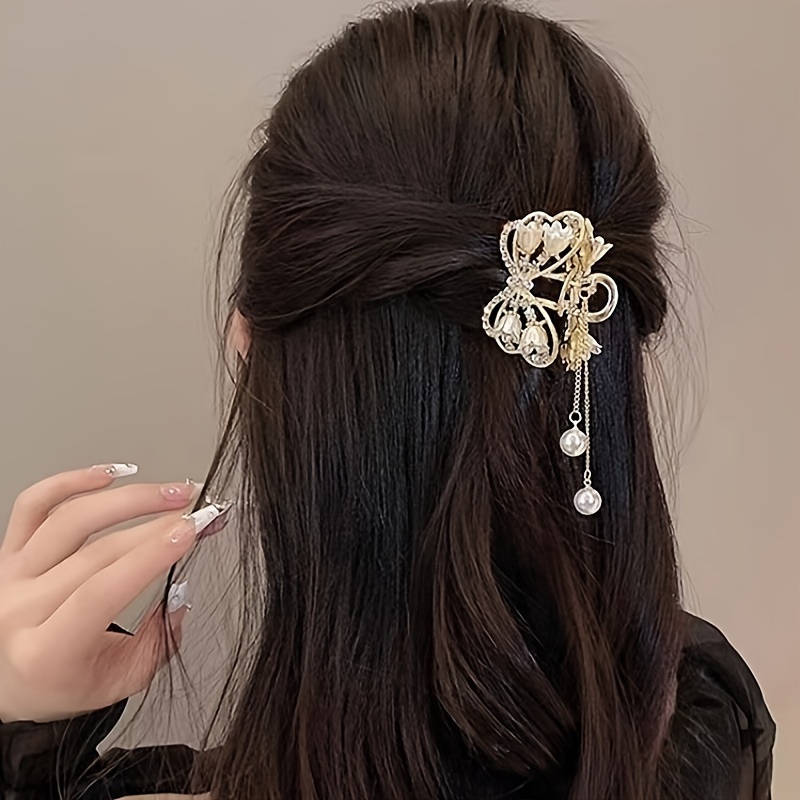 Elegant Small Hair Barrettes Tassel Design Spring Clip - Temu