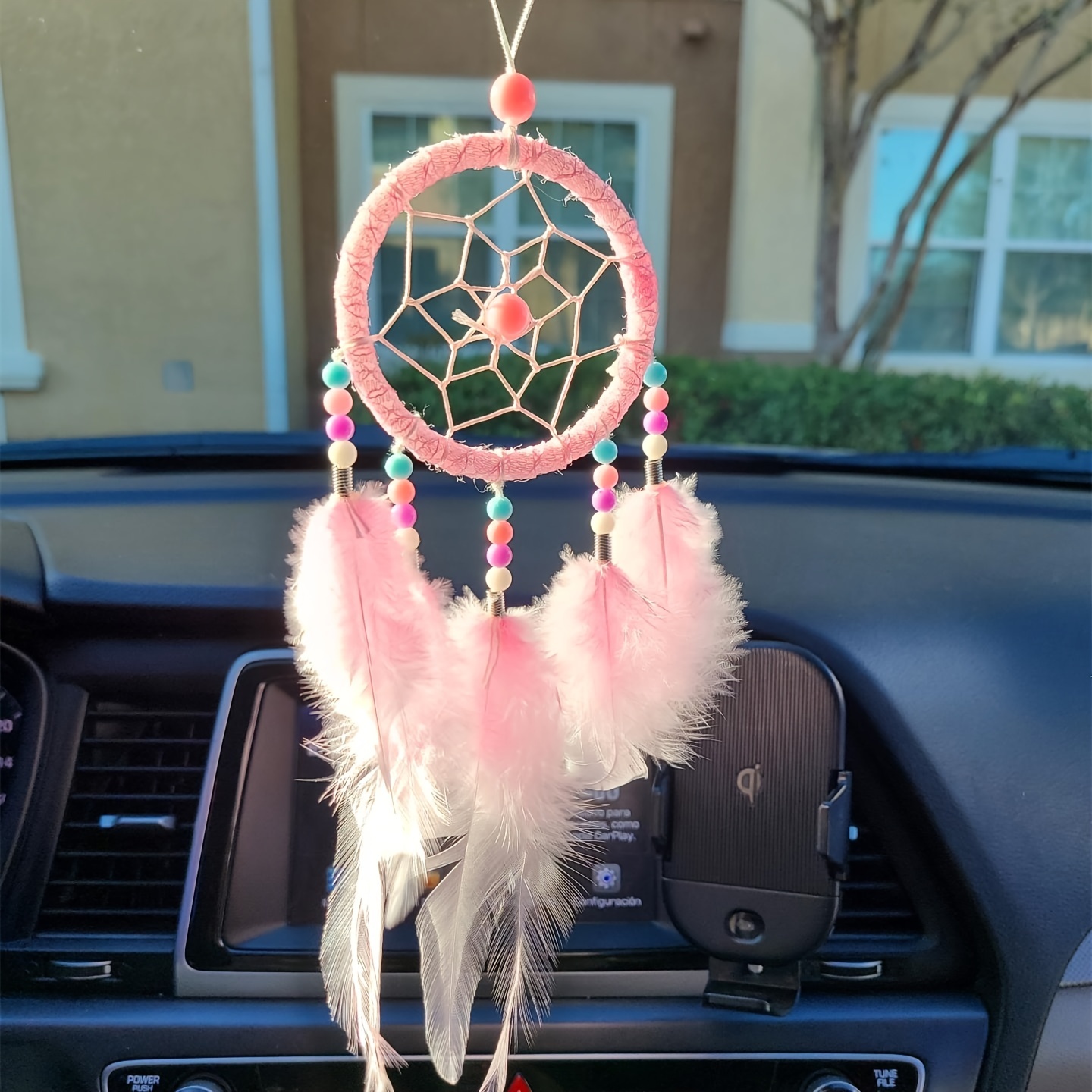 MINI-FACTORY Car Mirror Hanging Accessories Rearview Mirror Hanging  Decoration Pink Dream Catcher Decor for Car / Home / Office