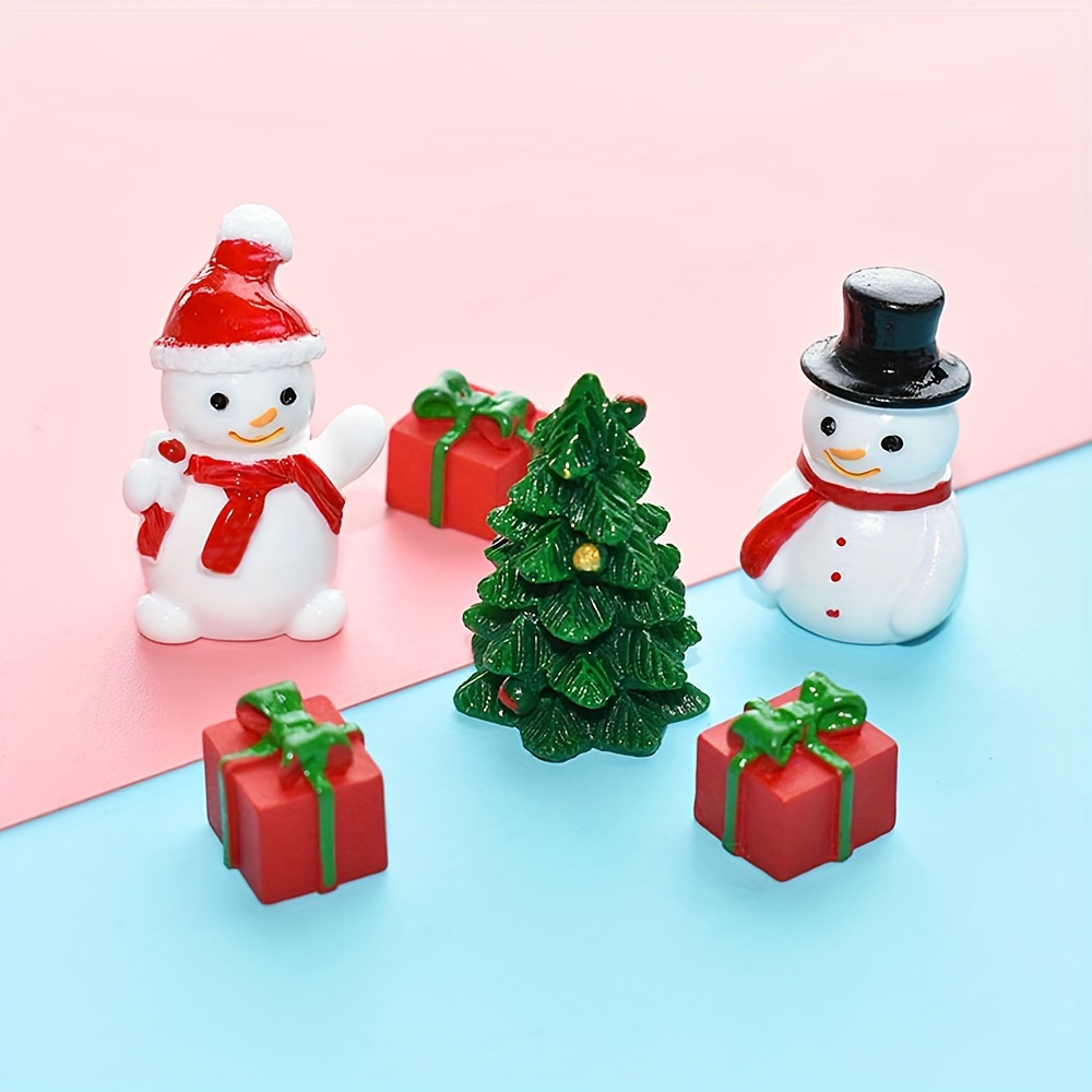 14pcs Diy Resin Christmas Themed 3d Mini Snowman Ornament For Desk  Decoration, Play House Toys, Cream Ornament Accessories