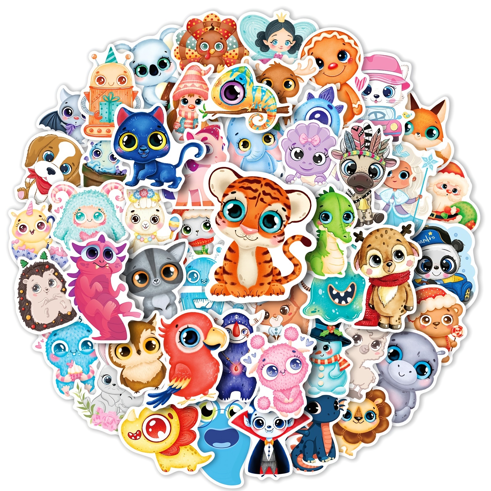 Sticker - Animal Cute Cartoon Vinyl Stickers - Cat, Dog, Bear, Rabbit, Bird, Zoo