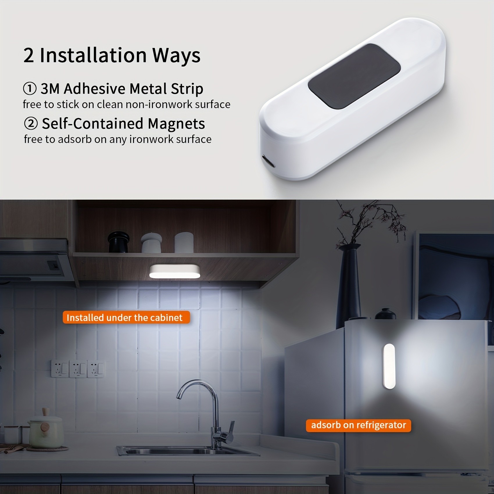 Motion Sensor Light, Under Cabinet LED Night Light with 3M