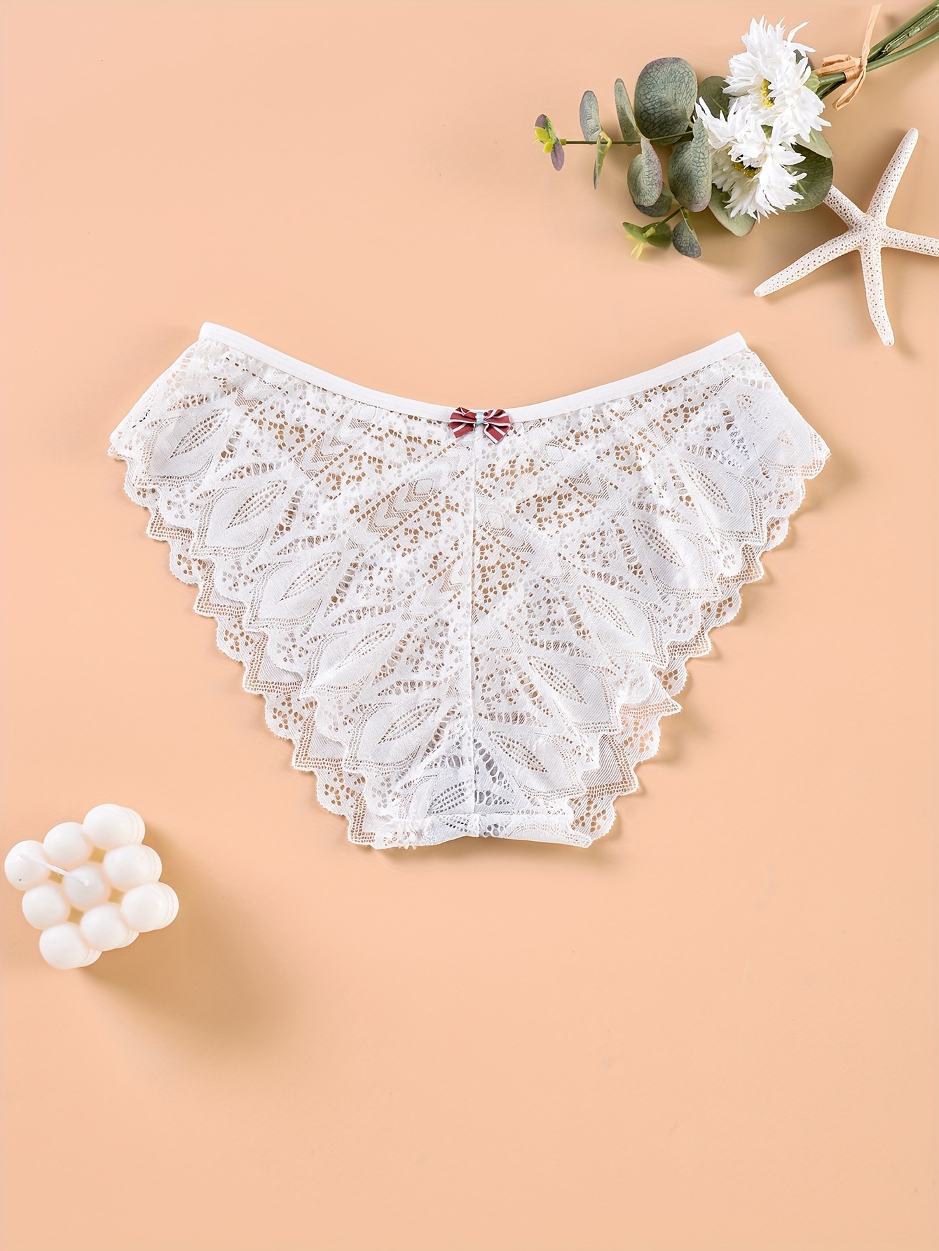 Sexy Lace Cheeky Panties, Strappy Low Cut Cheekies With Bow Tie, Women's  Lingerie & Underwear