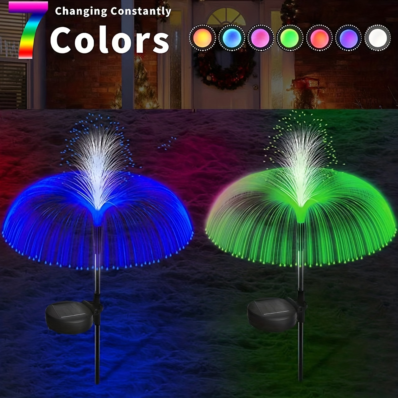 Solar Garden Lights Colorful Fiber Optic Jellyfish Lights - Temu