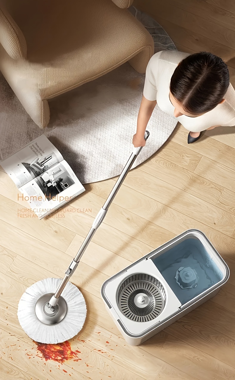 1 set rotating mop and bucket with 1 set of mop cloth   sets of mop cloth no hand washing mop with cleaning   rotating floor mop dry and wet use suitable for home kitchen bathroom floor cleaning tools   supplies details 13