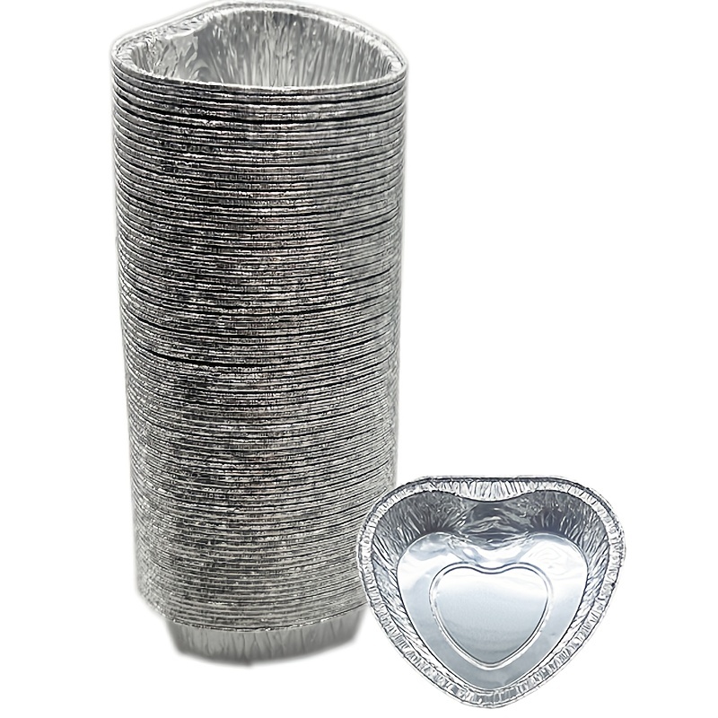 20PCS/set 4.5 Oz Heart Shaped Aluminum Foil Disposable Baking Cups