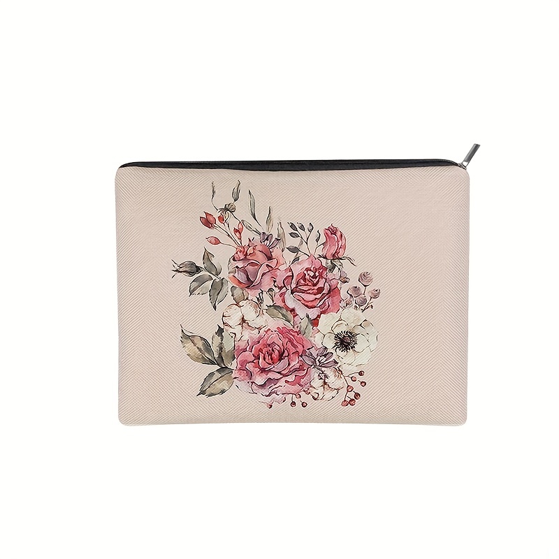 1pc Floral Print Fashion And Casual Polyester Makeup Bag Make up