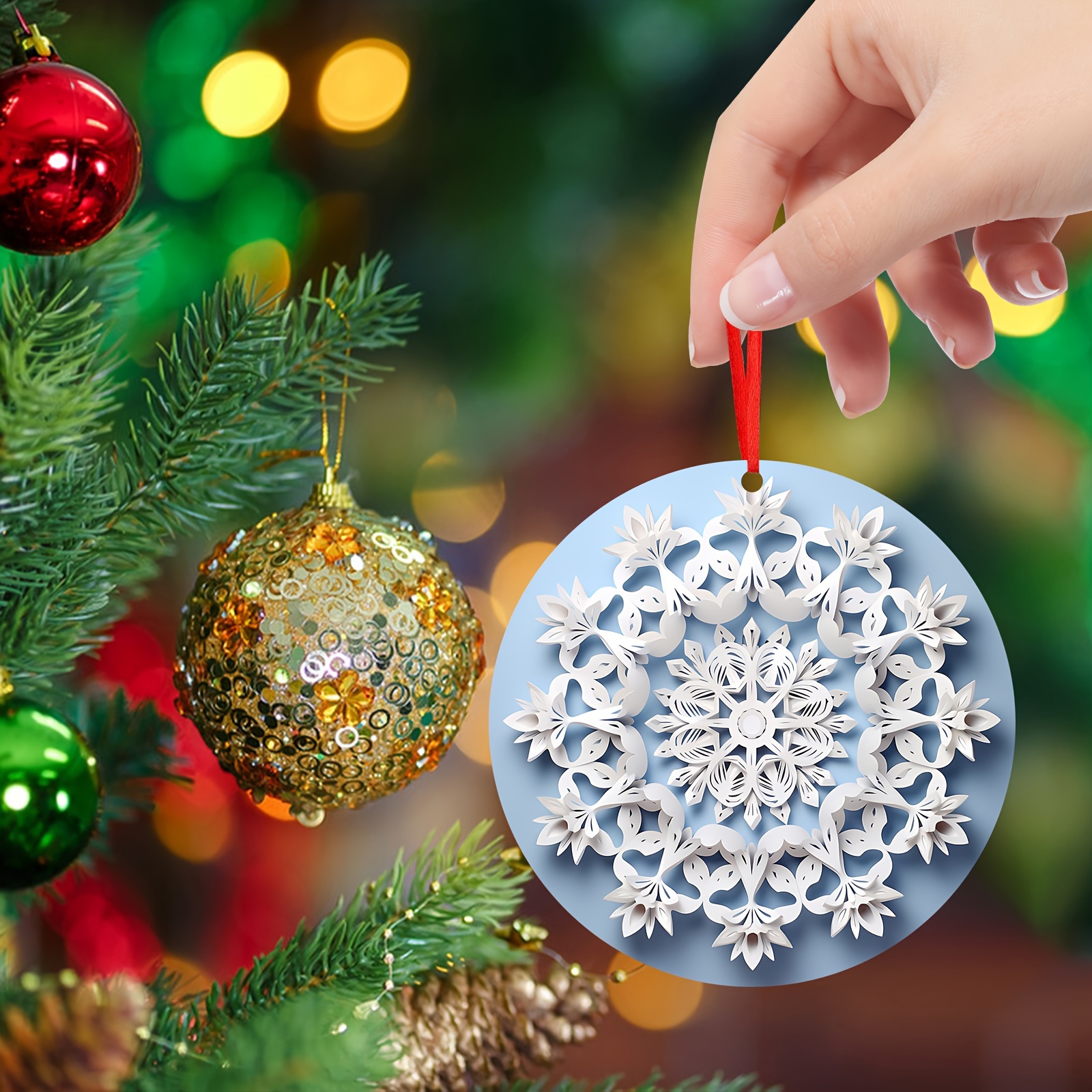 Christmas Wooden Snowflake Ornaments Snowflake Hanging - Temu