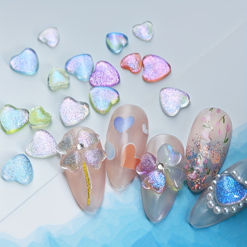 Aurora Holographic Heart Nail Art Stickers - Valentine's Day Nail