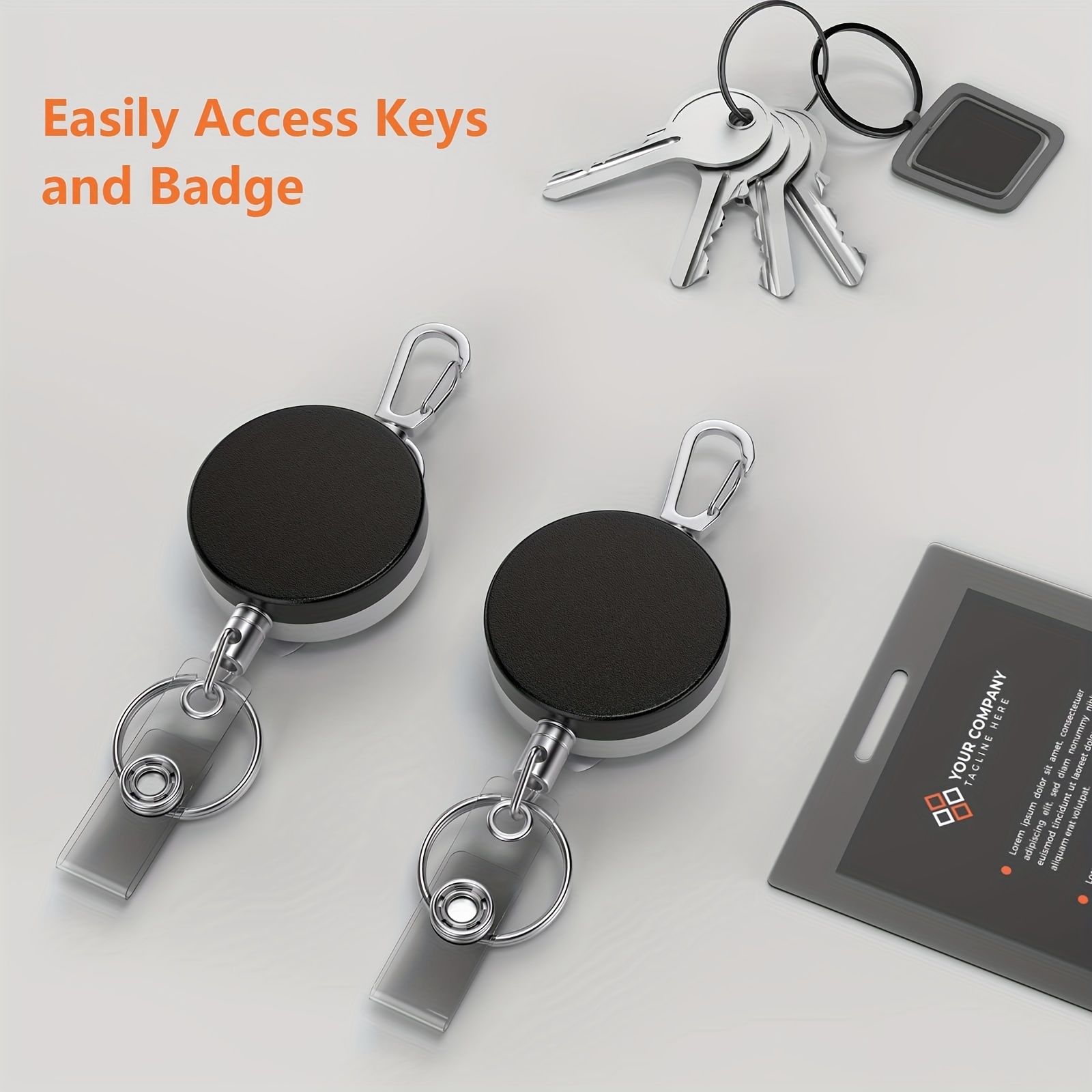 Retractable Badge Holder Reel Keychain Metal Id Badge Holder - Temu