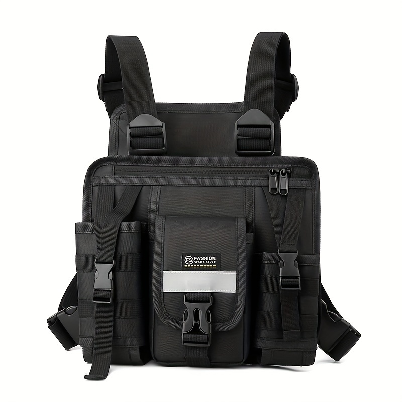 

1pc Men's Chest Bag With Multiple Pockets, Large Capacity Trendy Vest Bag With Adjustable Shoulder Straps For Commuting