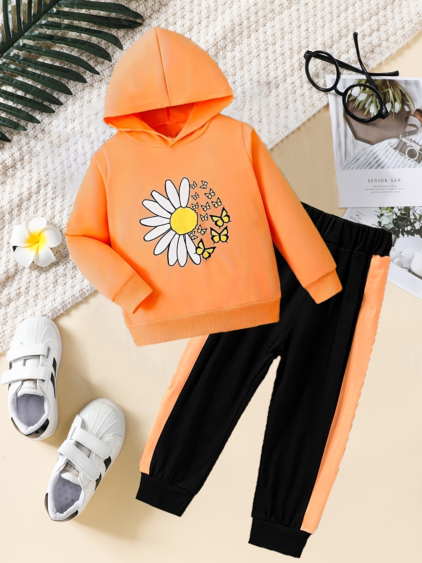 Tracksuit Girls Butterfly Graphic Hoodie Sweatshirt + - Temu