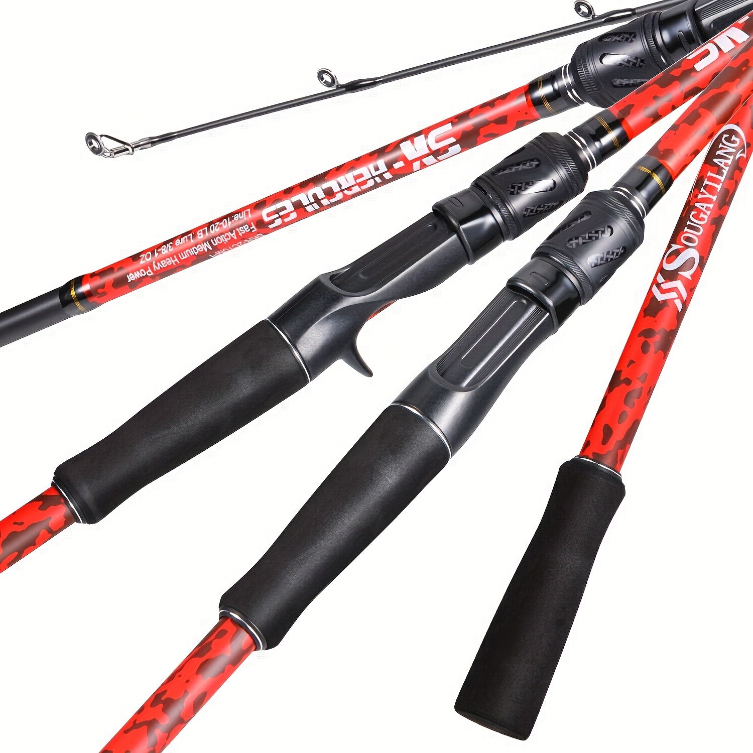 Fishing Pole Combo Set,2.1M/6.89Ft 2PCS Collapsible Rods 2PCS Spinning  Reels Lur