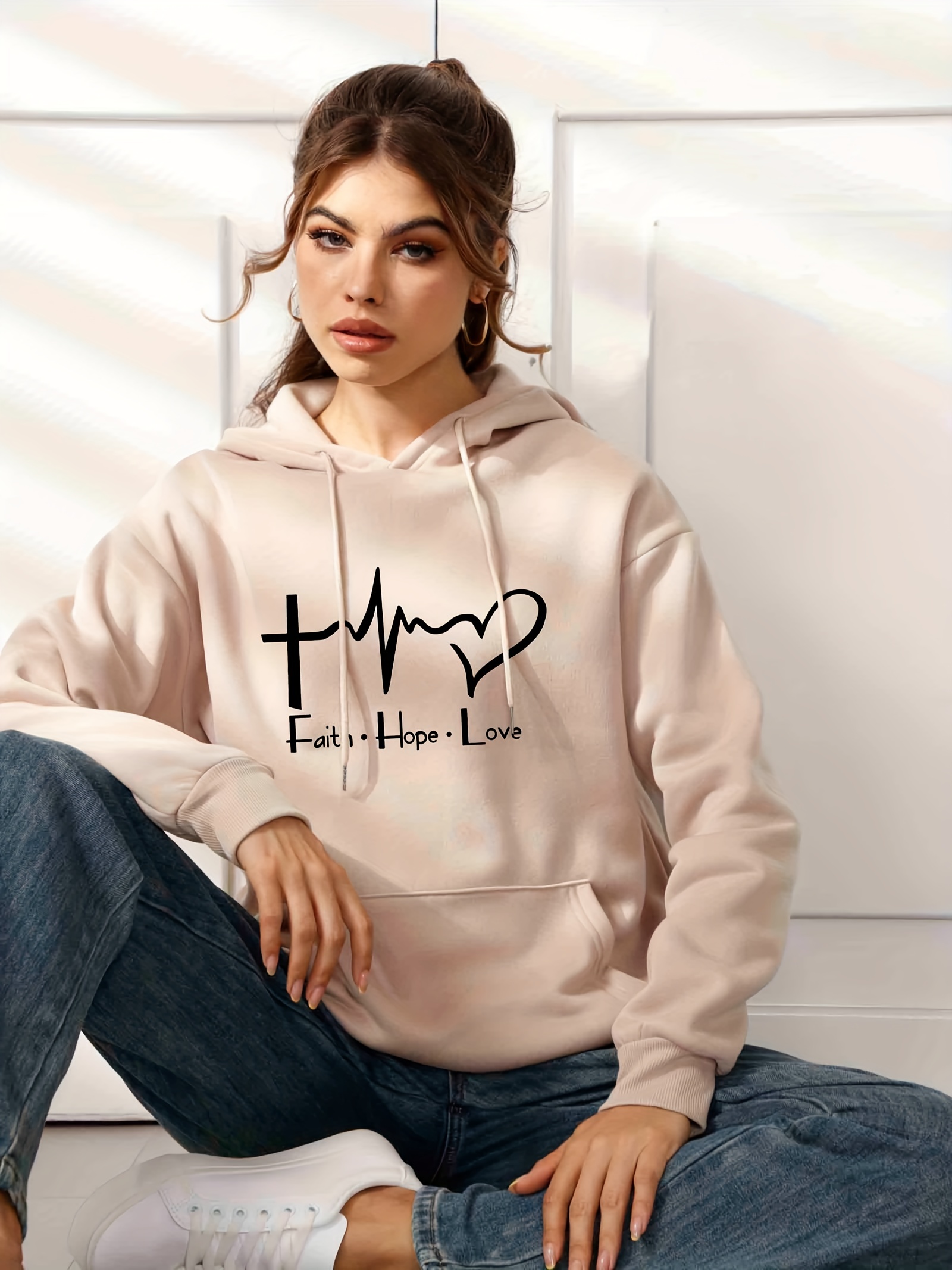 THE GYM PEOPLE Women's Zip Up Plus Oversize Hoodie Drawstring Sweatshirts  Casual Long Sleeve Jacket with Pockets Khaki at  Women's Clothing  store