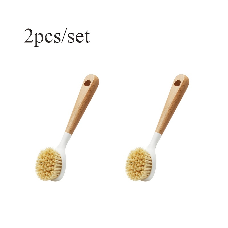 Kitchen Scrub Brush for Pots & Pans With Bamboo Handle