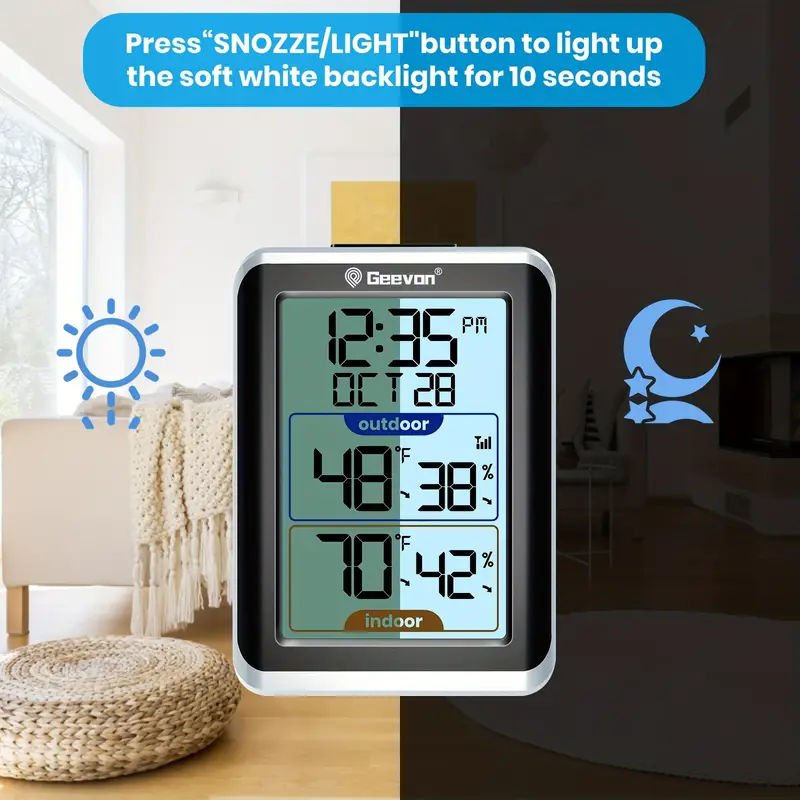 Indoor Outdoor Thermometer, Wireless Digital Hygrometer, Temperature Gauge  With Time, Range Temperature Humidity Sensor, (without Battery), Hokme  Supplies - Temu