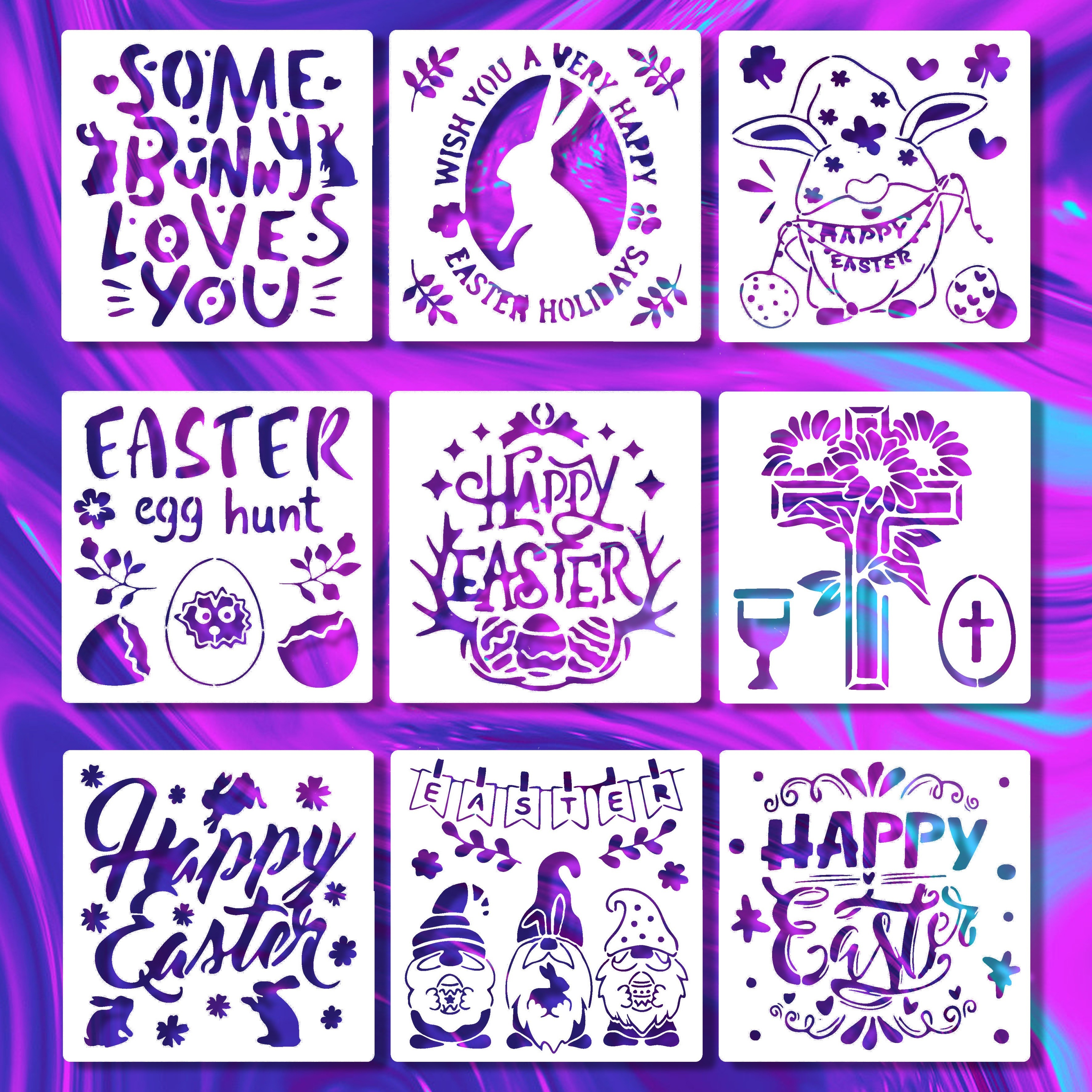 12Pcs Painting Stencils Easter Theme Egg Bunny Flower Embossing Template  for Scrapbooking Album Paper Card DIY Art Decor - AliExpress