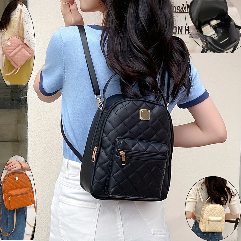 Mini Quilted Zipper Backpack, Women's Fashion Faux Leather Backpack For  Work & School (7.87*6.69*3.15) Inch - Temu