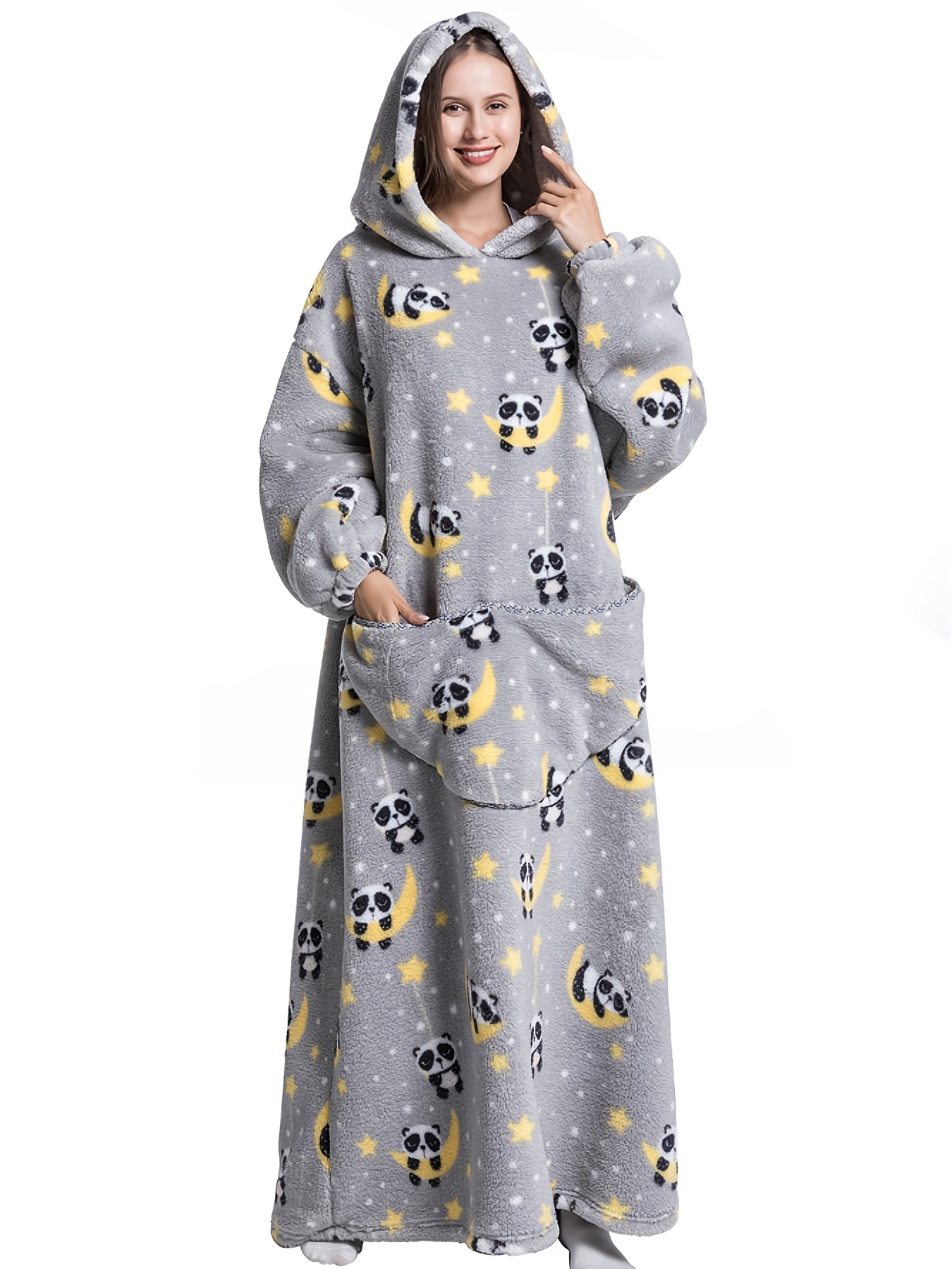 Plus Size Flannel Blanket Hooded Fluffy Nightgowns Women's - Temu