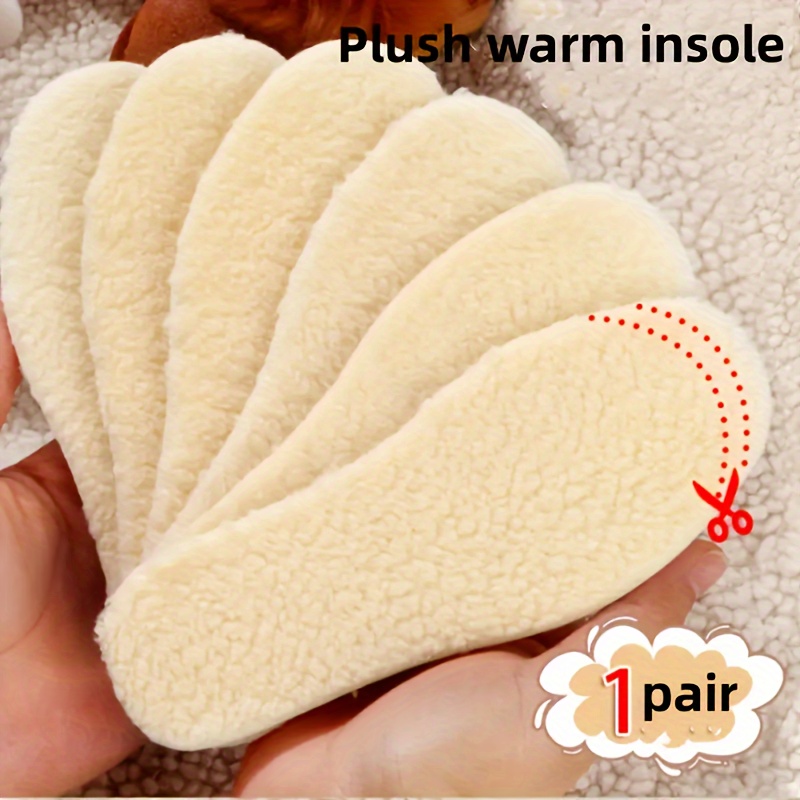 Winter Plush Insoles, Fleece-lined And Thickened, Cut, Leather And Fur Integrated, Sweat-absorbent, Moisture-proof, Soft, Comfortable, And Warm Insoles