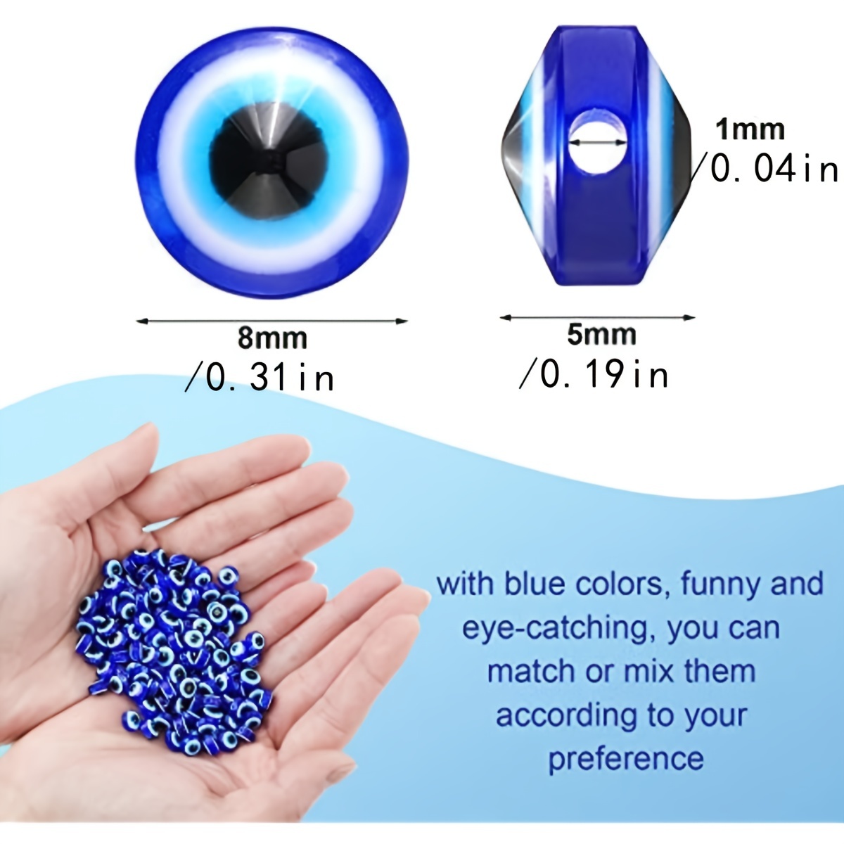 Resin Oval Turkey Evil Eye Beads Round Loose Spacer Beads - Temu