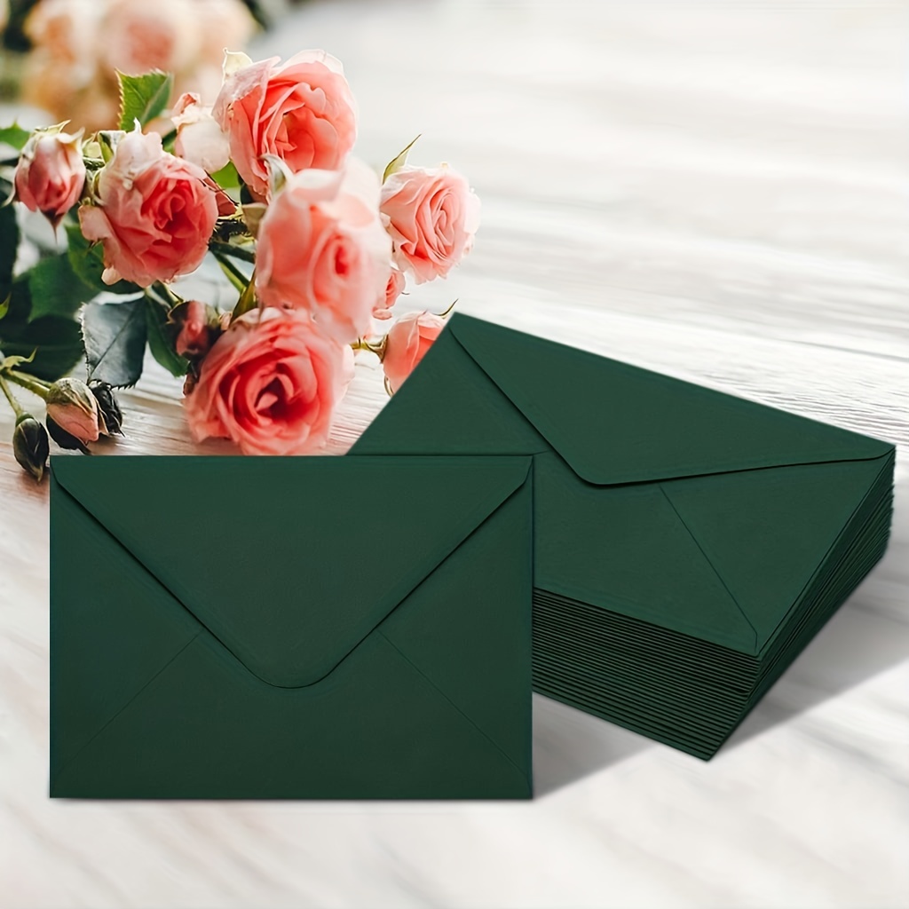 50 Pcs Invitation Envelopes, 5x7 Envelopes for Invitations Green Envelopes for 5x7 Cards A7 Luxury Envelopes Mailing Envelopes for Wedding