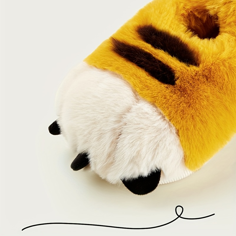 Cute Cartoon Tiger Claw Furry House Shoes Girls Comfortable Temu