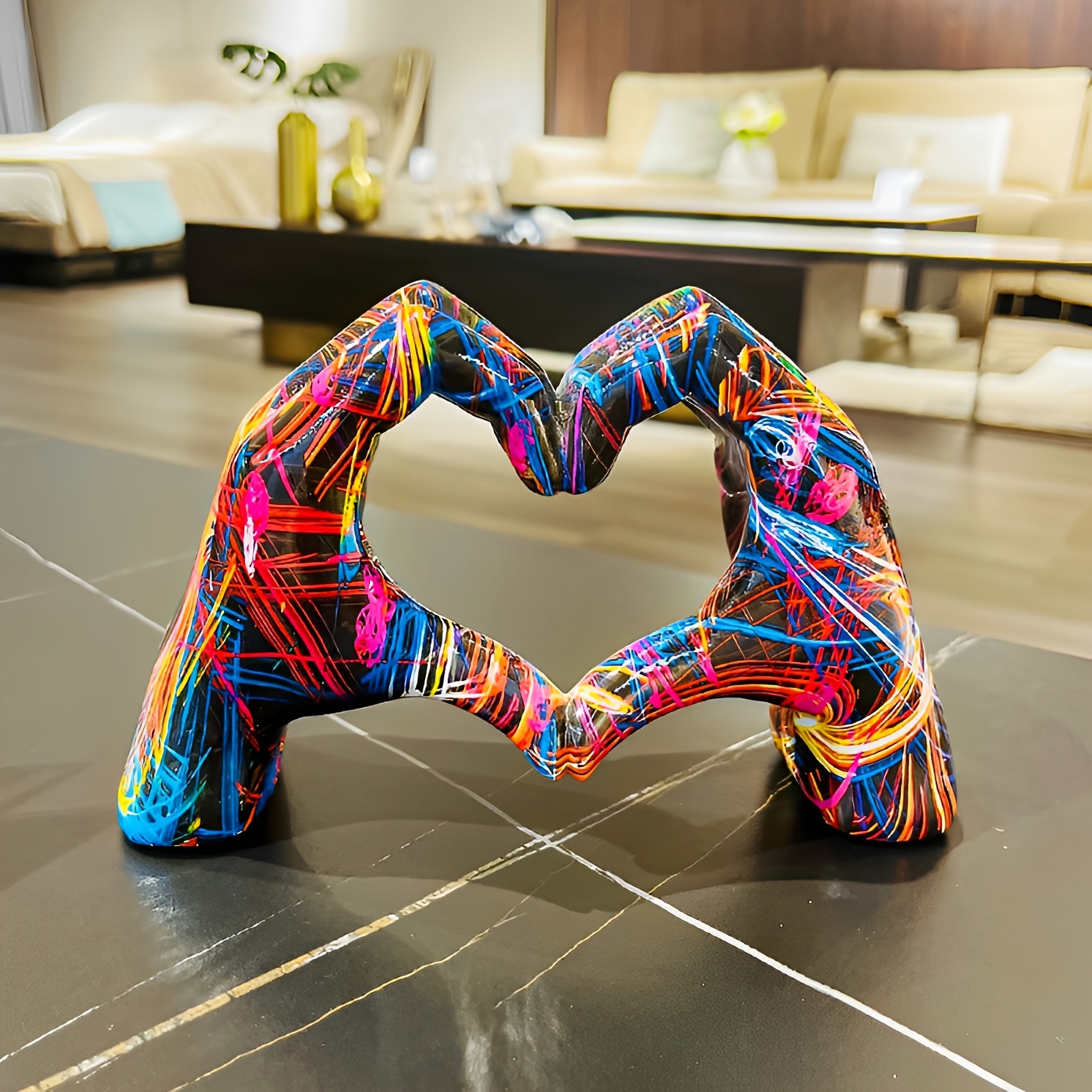  TIMEBUS Heart Hands Sculpture Modern Home Decor, Art Hand  Sculpture Home Decorations for Living Room, Nary Blue Love Finger Statue  for Bedroom Shelf Coffee Table Centerpiece Gifts for Women Wedding 