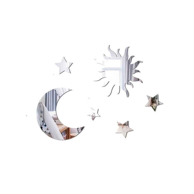 Star Moon Combination Mirror Wall Sticker For Bedroom And - Temu