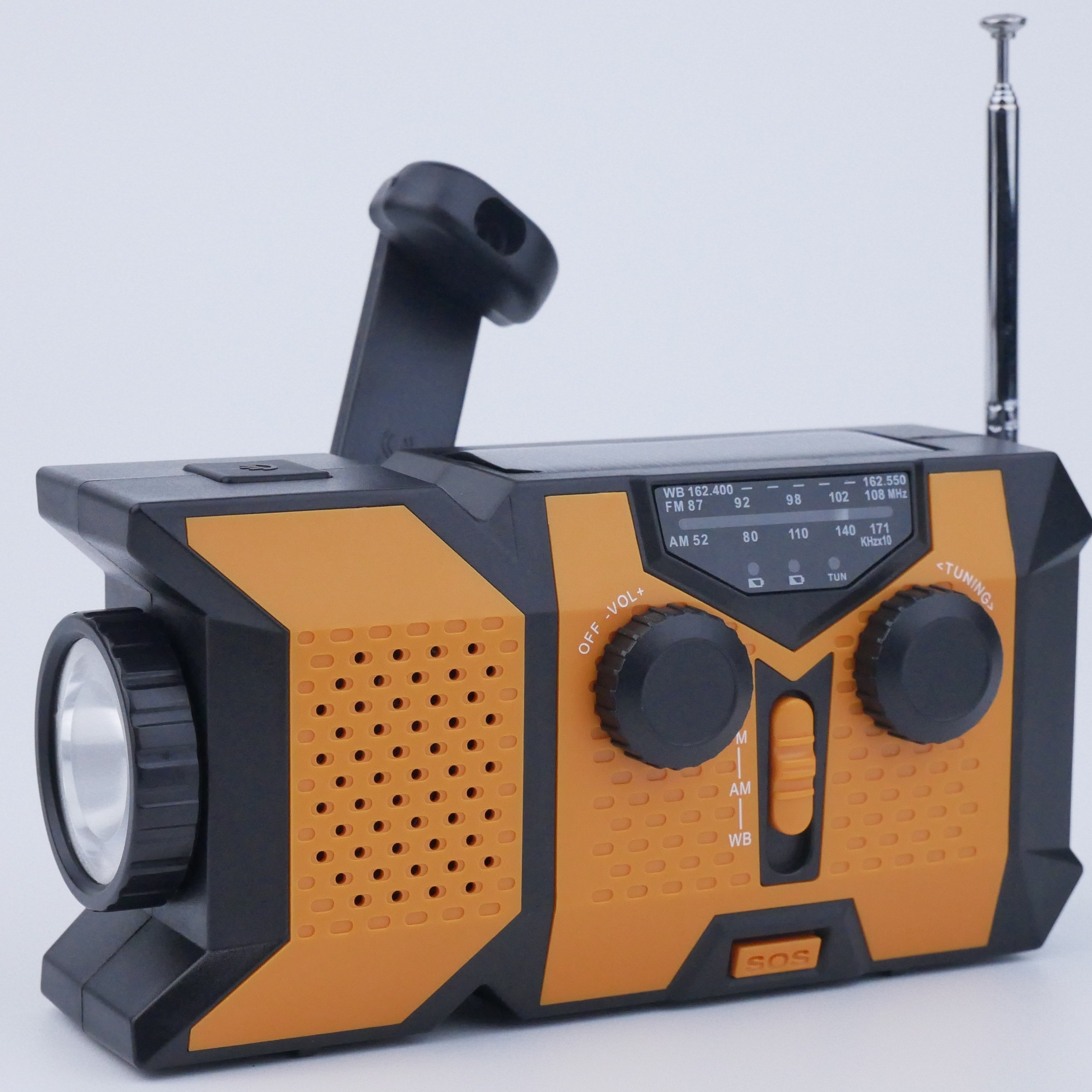 Radio portátil Manivela Radio solar Supervivencia AM/FM Dinamo Radio USB-C  2500 mAh Recargable con linterna LED Alarma SOS Brújula Pequeña radio de  bolsillo