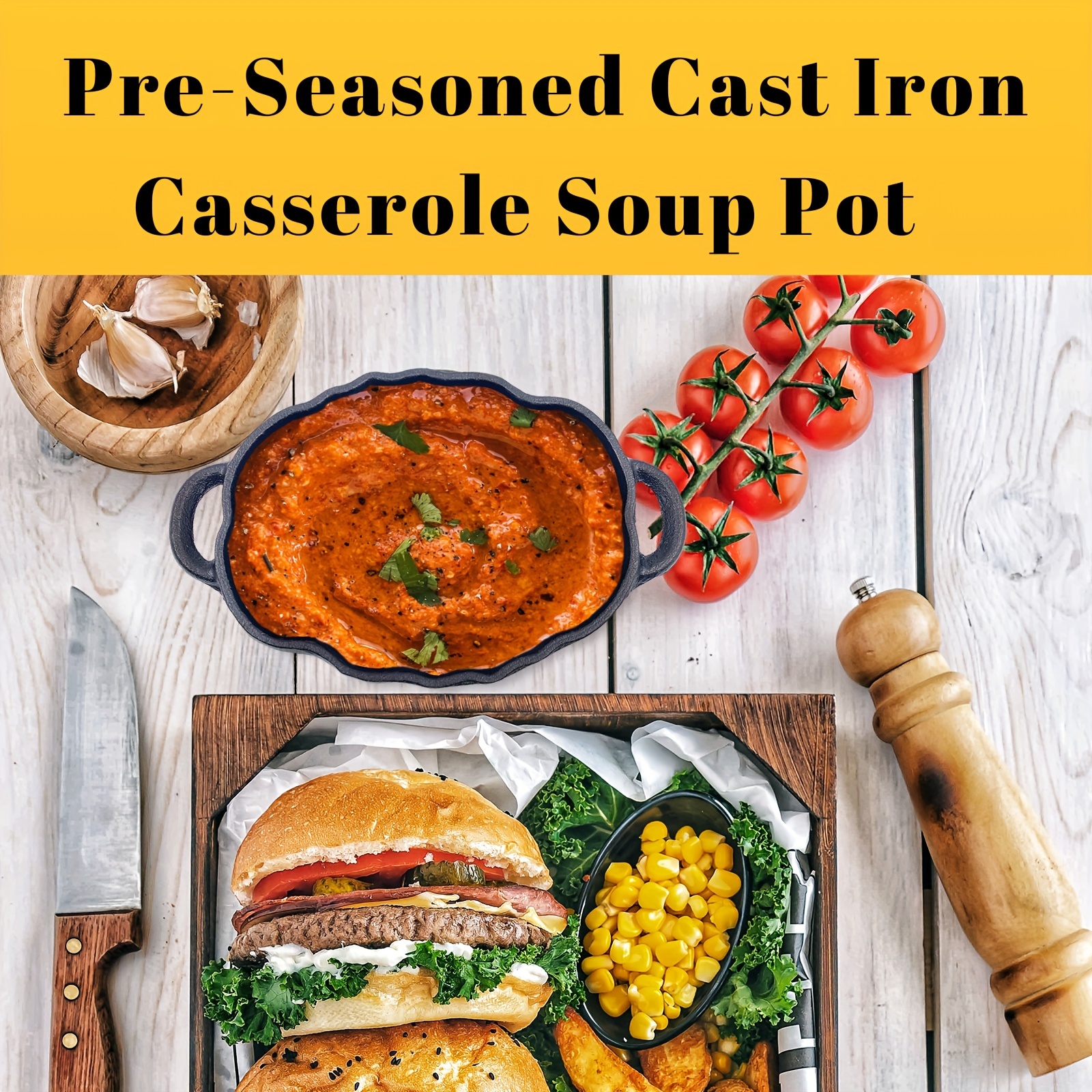 Garlic Roaster, Pre-seasoned Cast Iron Garlic Roaster, Oven Baker