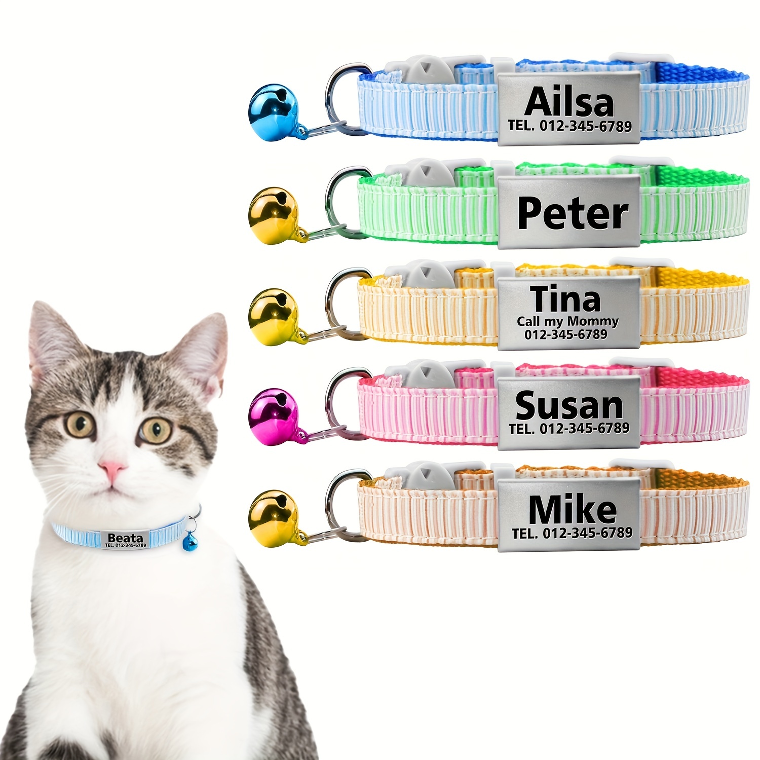 Leather Collar Kitten Cat Collar Pet Collar Bell Adjustable - Temu