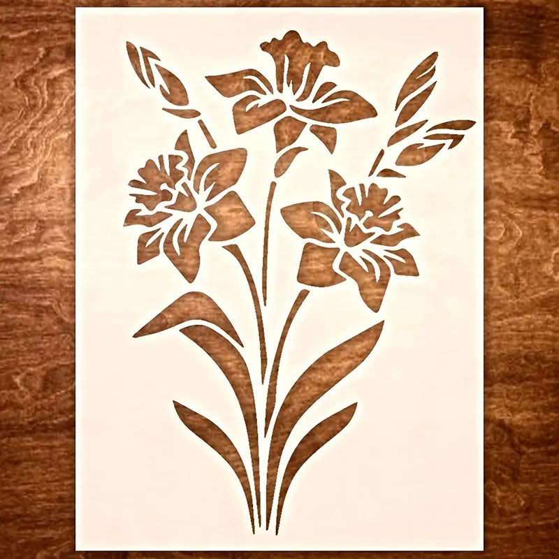Large Lily Stencil For Painting On Wood Canvas Paper - Temu