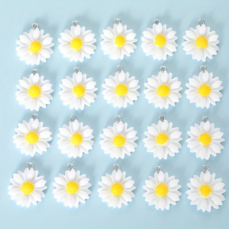 

20pcs White Small Daisy Charms Summer Style Daisy Pendants Diy Can Be Made Into Necklaces, Earrings, Pendants, Keychains, Etc Small Business Supplies