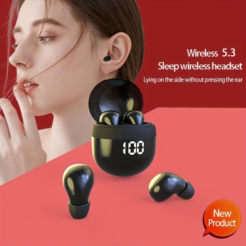 Aolon Ultra mini Sleep Earbuds New Earphones Wireless 5.3 with LED Display HD Call Long Battery Life HiFi Sound Quality Lightweight Comfortable Headset with Mic